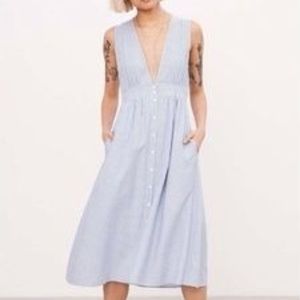 Stella Striped Button Down Plunge Midi Dress